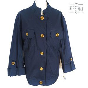 JONES NEW YORK Admiral Mandarin Collar Stretch Cotton Jean Jacket 3X NWT